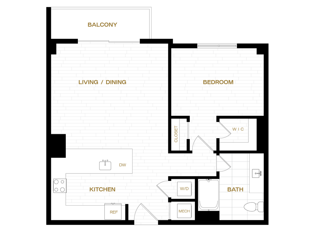 Floor Plan - 1 Bed/1 Bath-A12