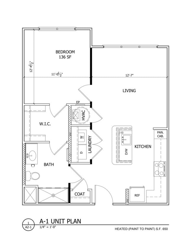 Floor Plan - 1 Bedroom One Bathroom-60%