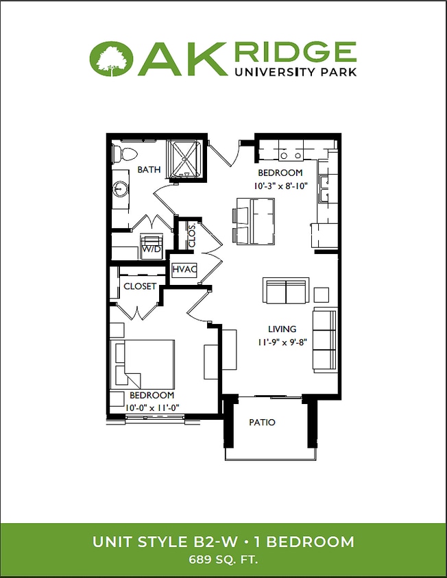1 Bedroom, 1 Bathroom - B2-W