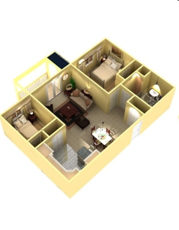 2BR/1BA - 2 BR