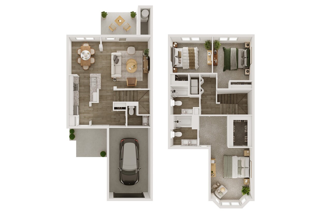 Floor Plan - Three Bedroom Townhome	
