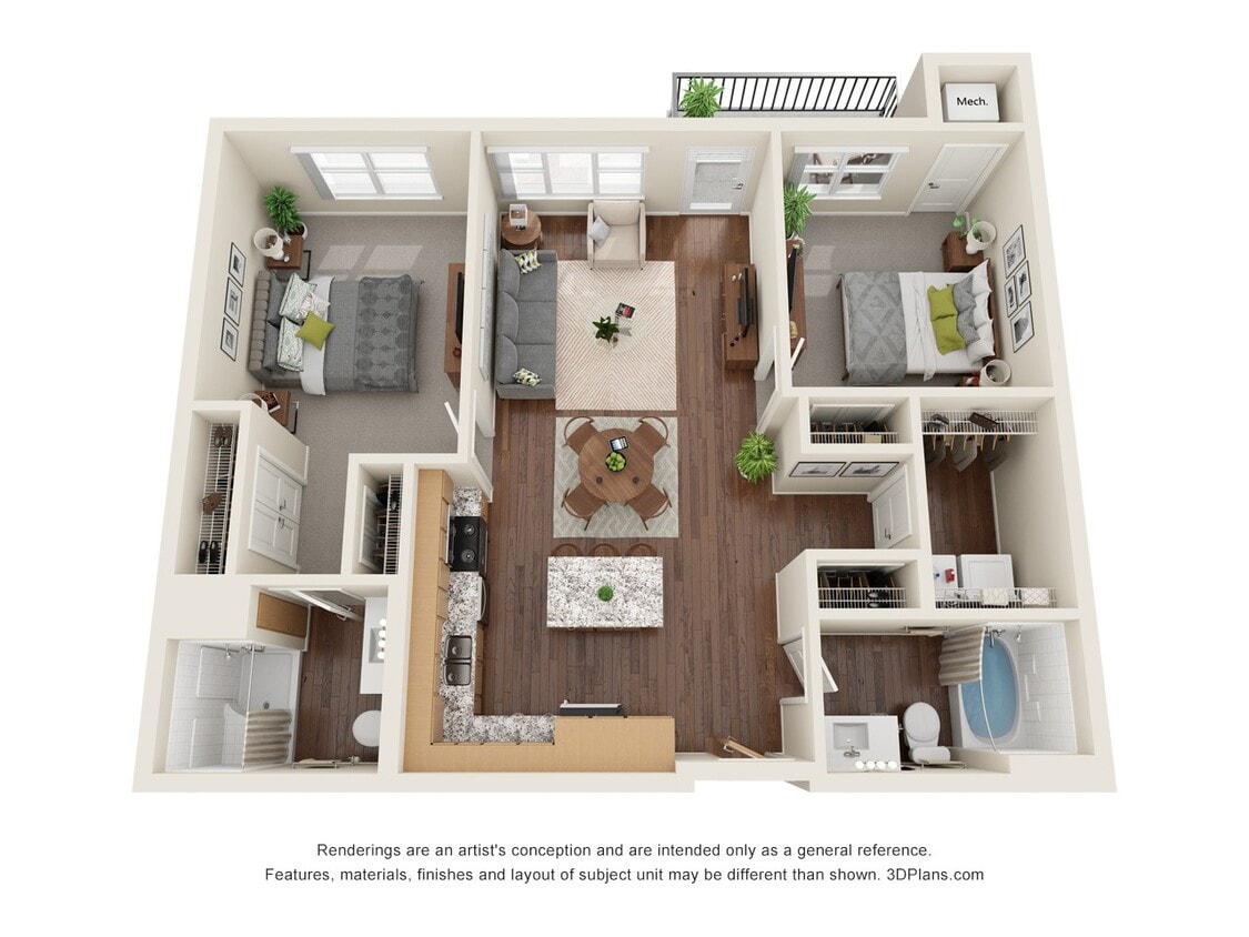 Floor Plan - Two Bedroom B - 60%