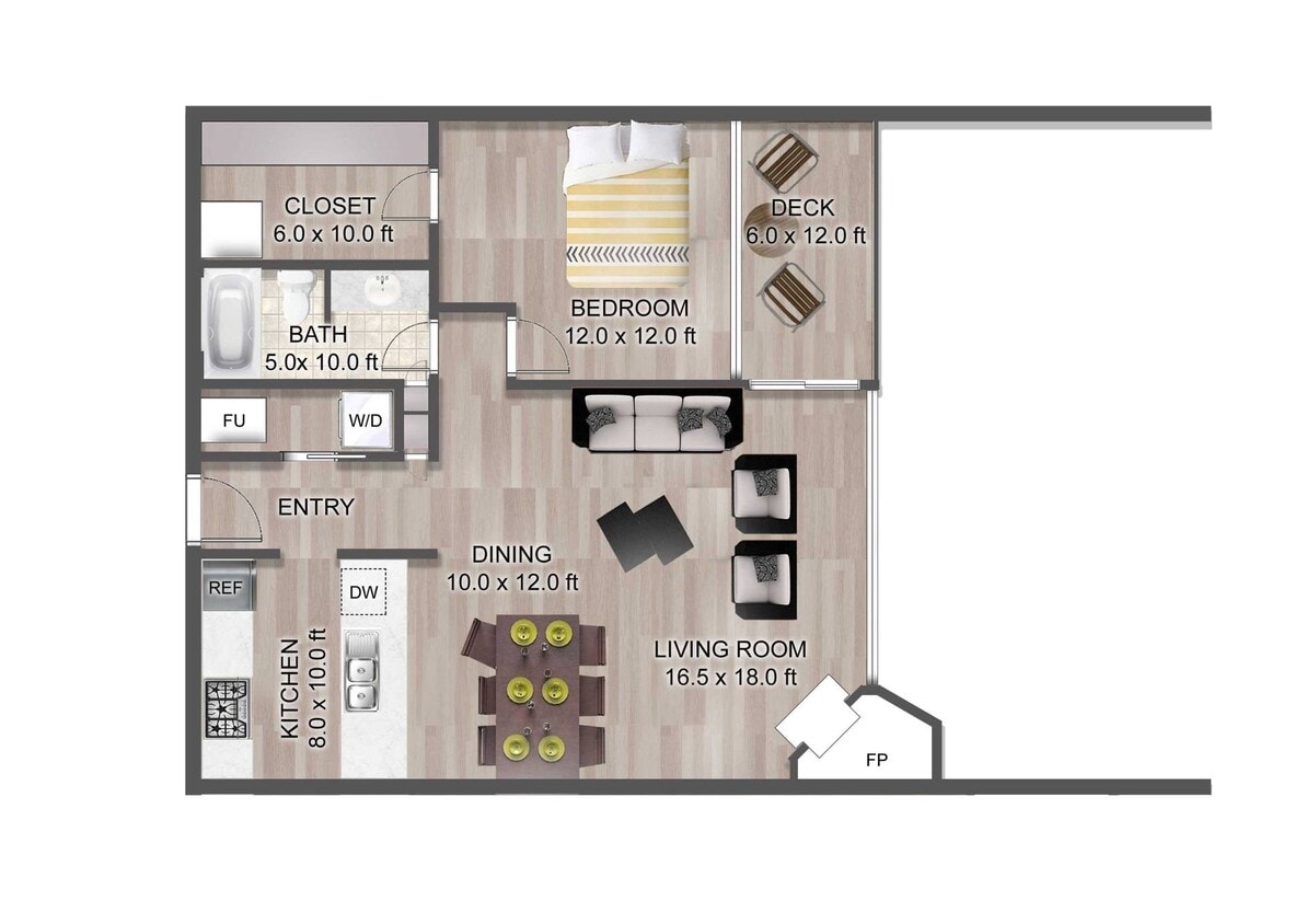 Floor Plan - 1x1 Updated
