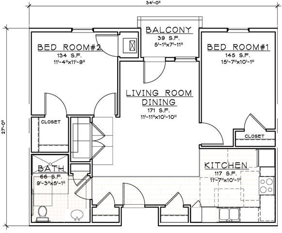2BR/2BA - 2 Bedroom Unit