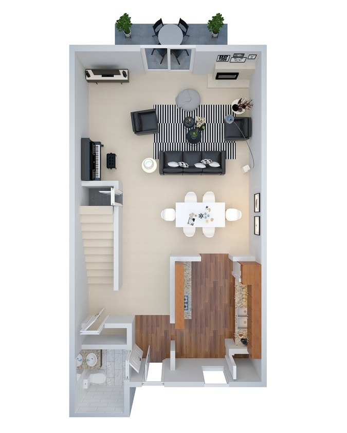 TH1_1275_Downstair 3D.jpg - 2 Bed Townhouse