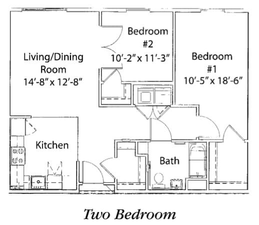 Floor Plan - 2 Bedroom 1 Bath