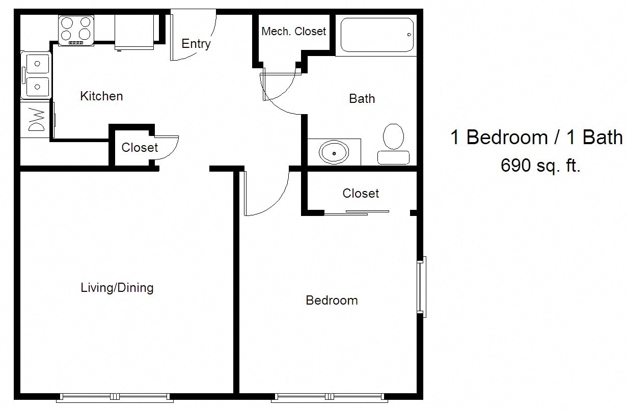 Floor Plan - One Bedroom