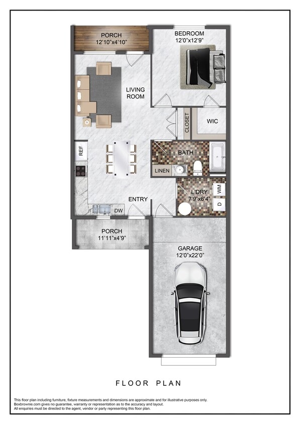 Floor Plan - 1 Bedroom - 1 Car Garage
