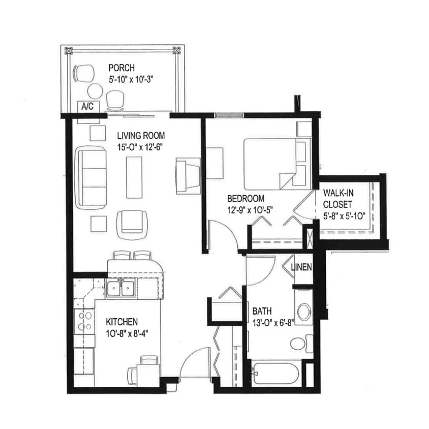 Floor Plan - One Bedroom/One Bath