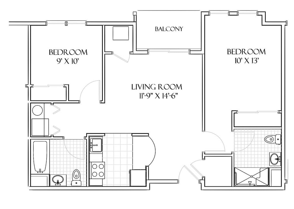 Floor Plan - 2 Bedroom (Sm)