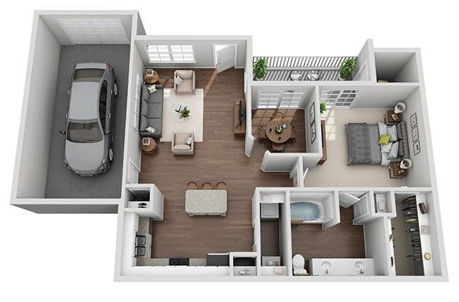 Floor Plan - Magnolia 1 Bedroom 1 Bath Renovated
