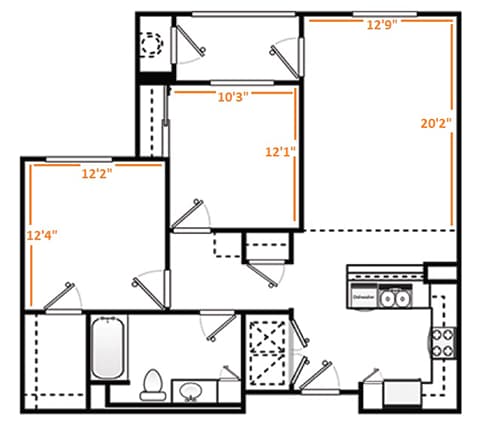 Floor Plan - Two Bed_One Bath A