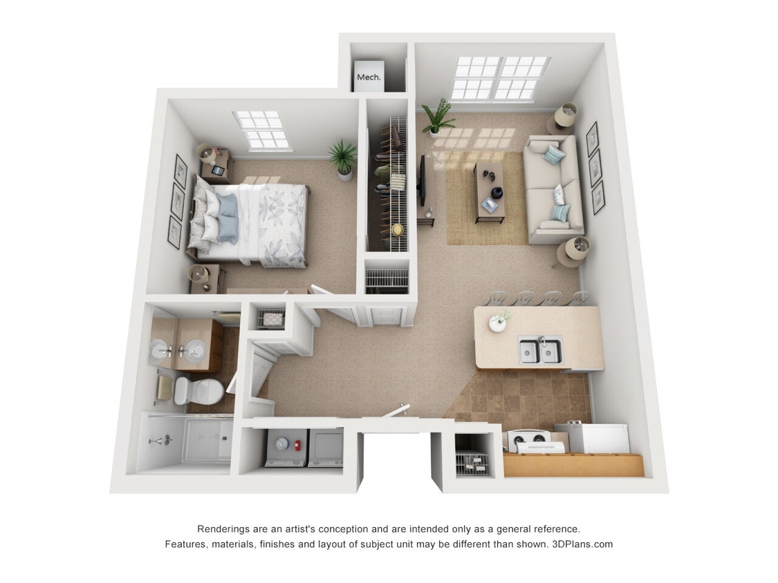 Floor Plan - One Bedroom One Bath
