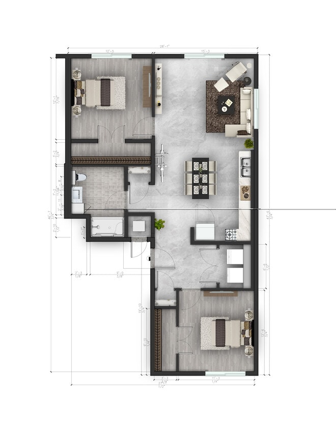 2 Bedroom 2 Bathroom - 2x2