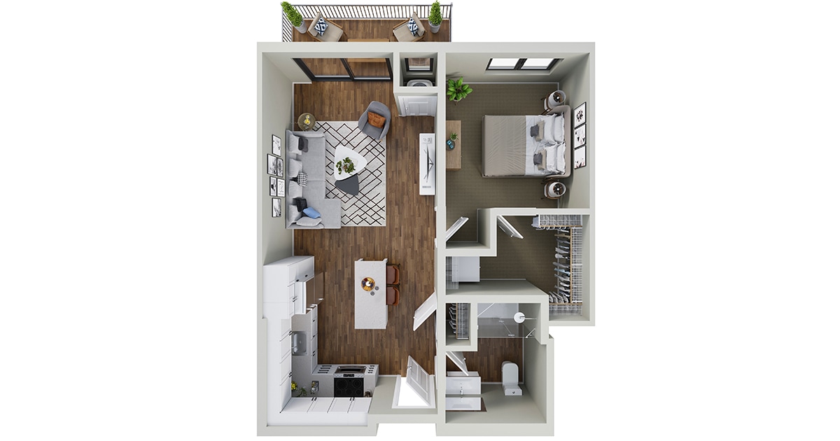 Floor Plan - Trillium - 1 Bedroom 1 Bath (C)