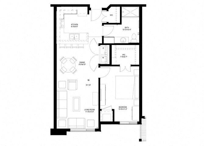 Floor Plan - One Bedroom - K