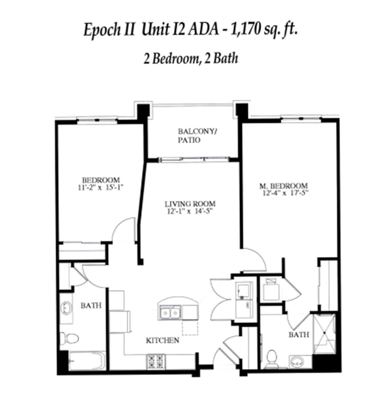 Floor Plan - Epoch North - 2 Bed 2 Bath (I2 - ADA)
