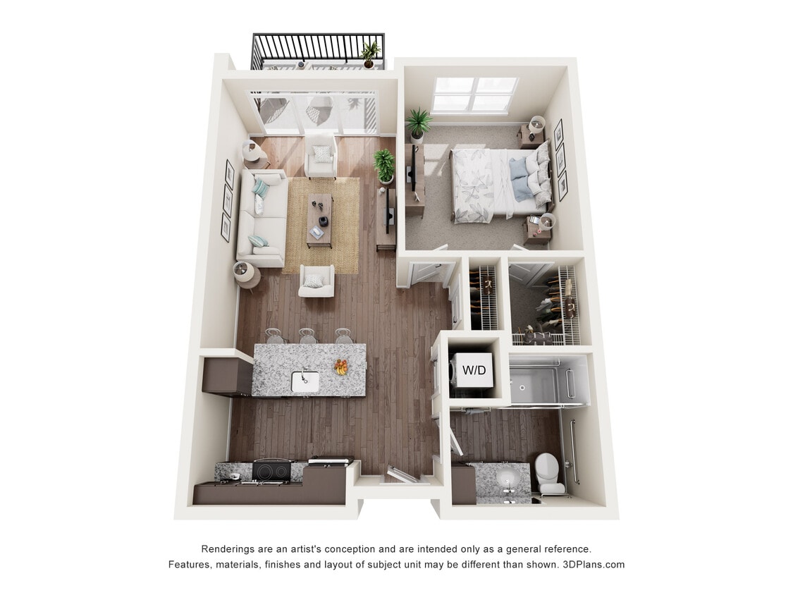 Floor Plan - 1 Bed 1 Bath (ages 55+) - 80% Income Limit