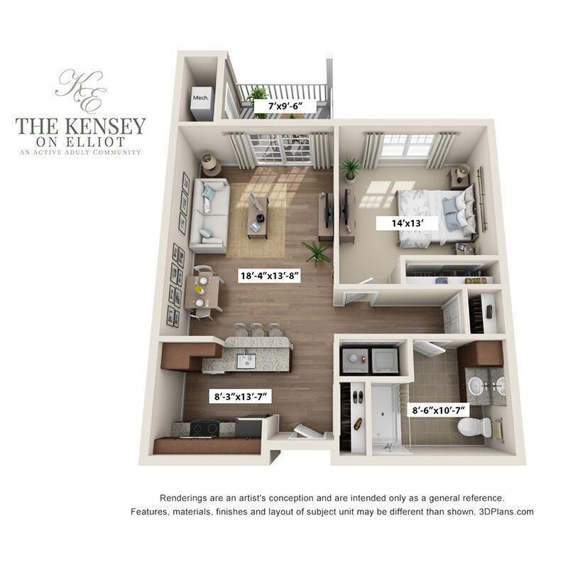 Floor Plan - 1 Bed/1 Bath | A1