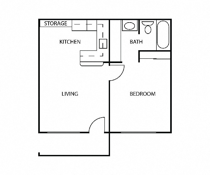 Floor Plan - 1 BR, 1 BA