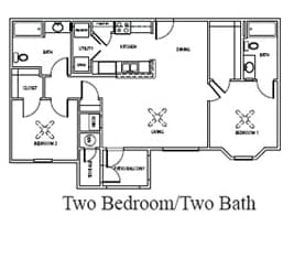 2BR/2BA - 2 Bedroom 1 Bathroom