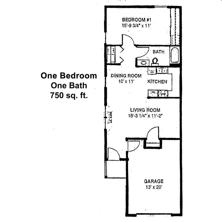 1BD/1BR - 2 Bed 1.5 Bath