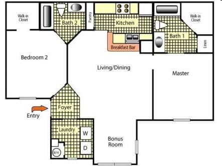 2BR/2BA - Two Bedroom Two Bath