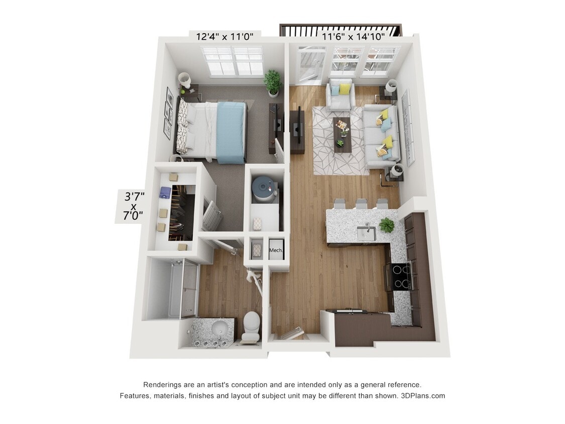 Floor Plan - 1x1 - A1