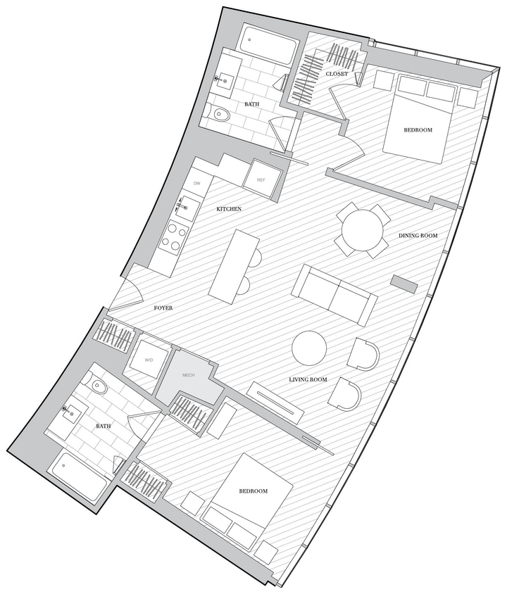 Floor Plan - 2 Bed 2 Bath B2C