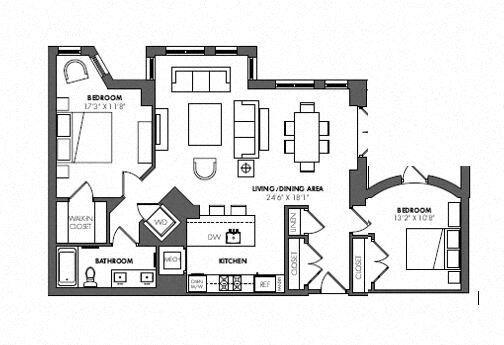 Floor Plan - 2 Bed/1 Bath