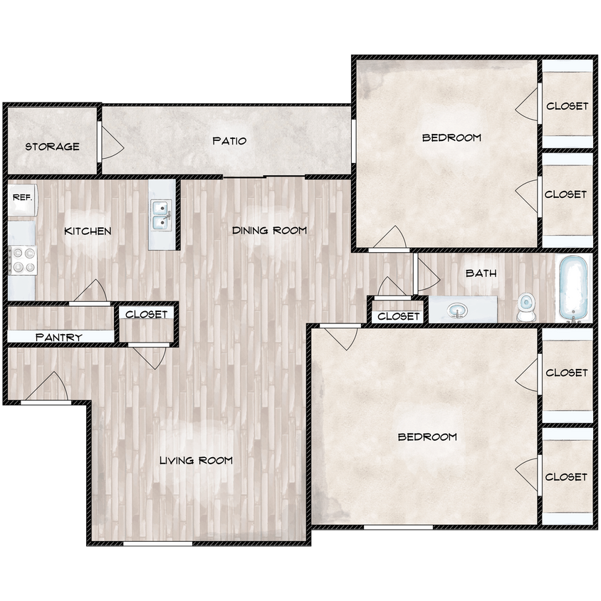 B2 - 2x1 - 903 sqft (2x1B-R) - B2