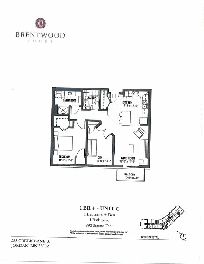 1 BR + Unit C - 1 Bedroom + Den