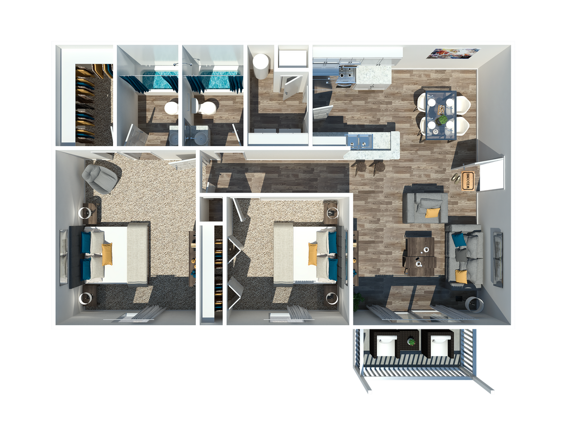 2 Bedroom - 2 Bedroom 2 Bath