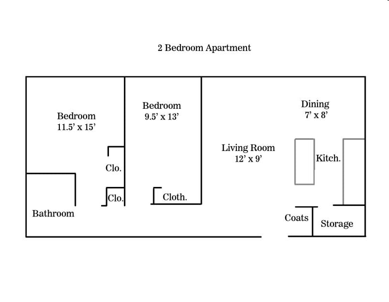 2BR/1BA - Two Bedroom