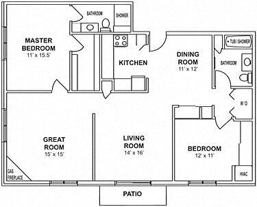 Floor Plan - F1 & F2 - 2 Bedroom, 2 Bath with Greatroom and ...