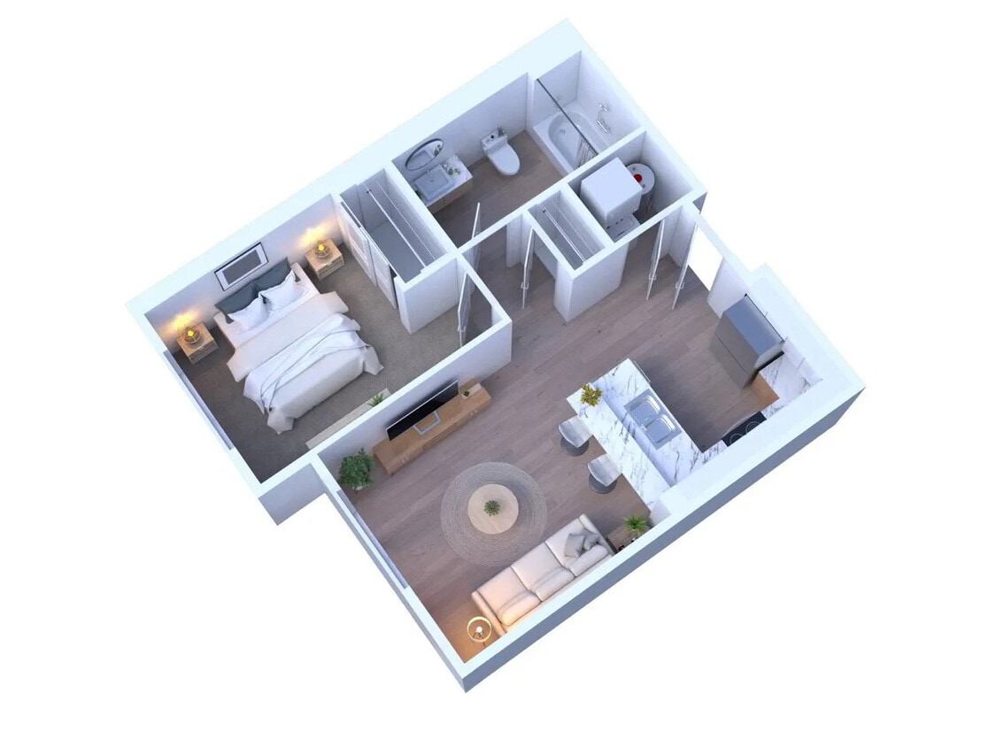 Floor Plan - 1 Bedroom 1 Bath 555 sqft