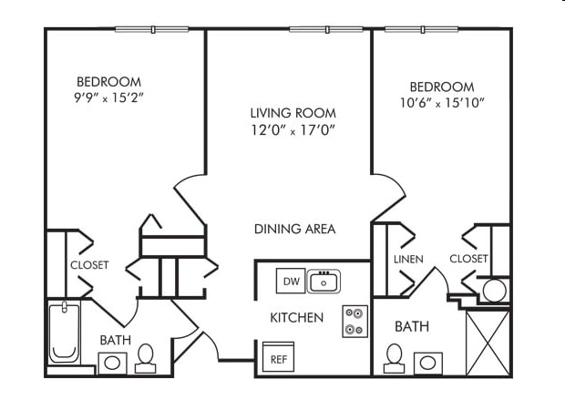 2BR/2BA - 2 Bedroom 1 Bath