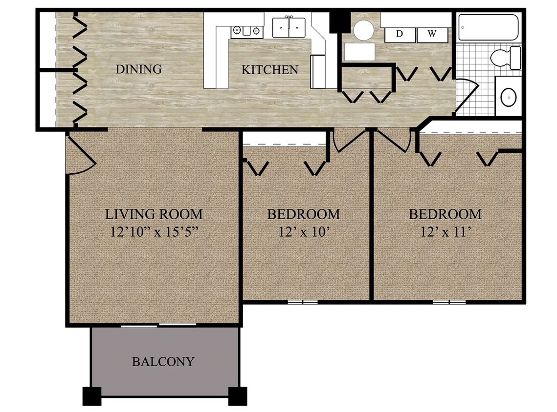 2-bed, 1-bath - Two Bedroom
