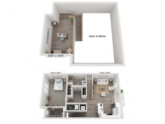 1L Floor Plan - 1 Bed 1 Bath Loft