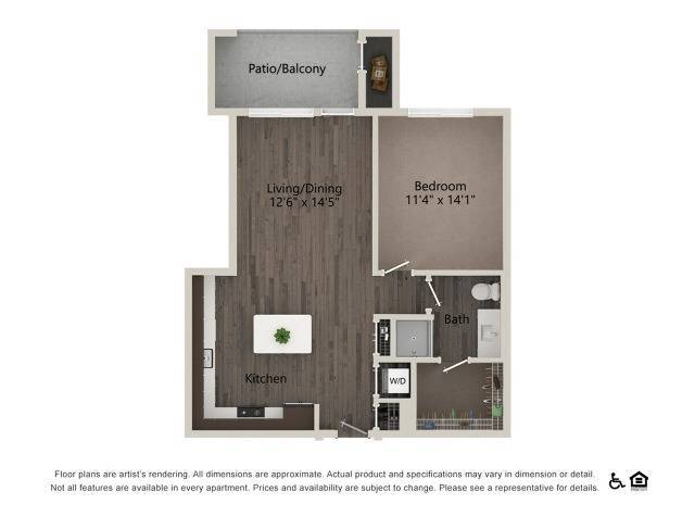 1 Bedroom 1 Bathroom 1C - A3