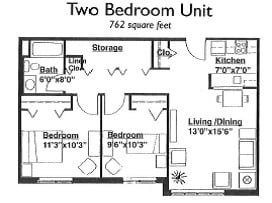 2 Bedroom Floor Plan - 2 Bedroom