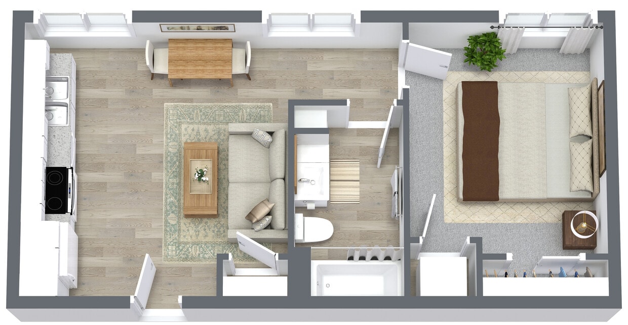 Floor Plan - One Bed/One Bath - 50%
