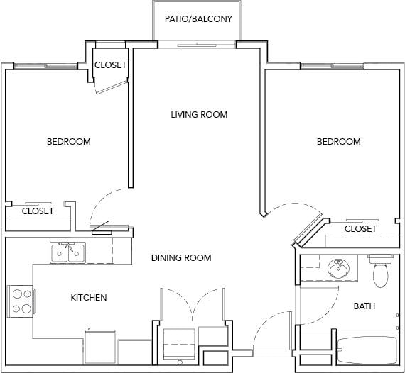 Floor Plan - 2BD 1BTH