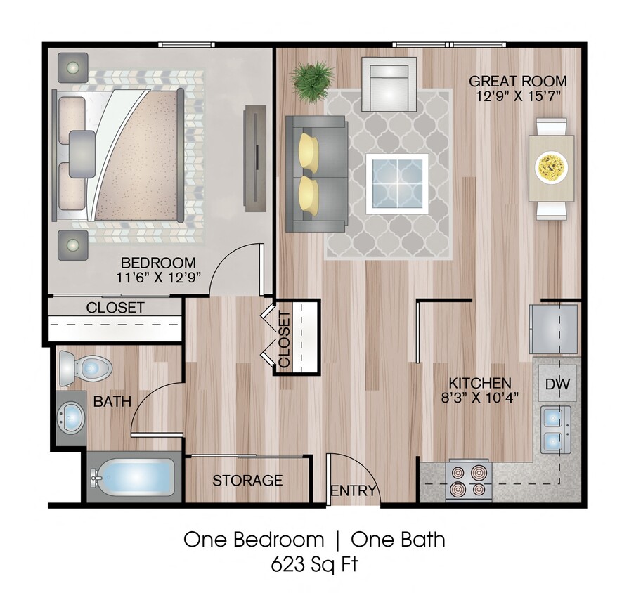 Floor Plan - 1 Bedroom