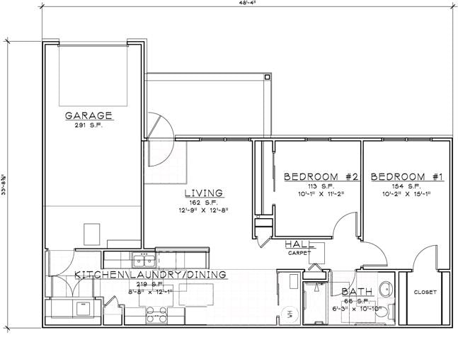 2BR/1BA - 2 Bedroom Unit