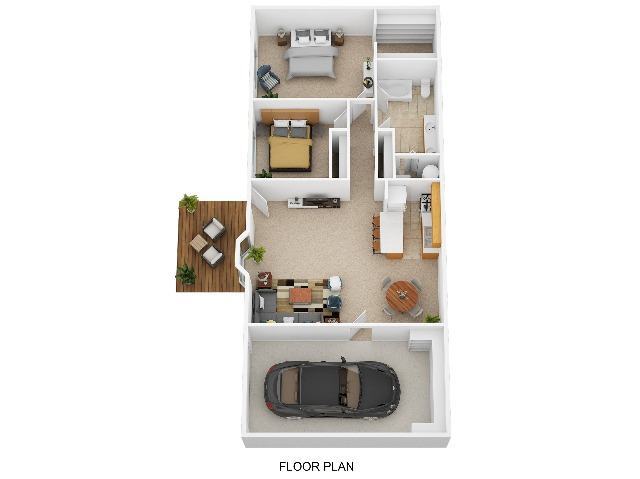 Floor Plan - Two Bedroom One Bathroom