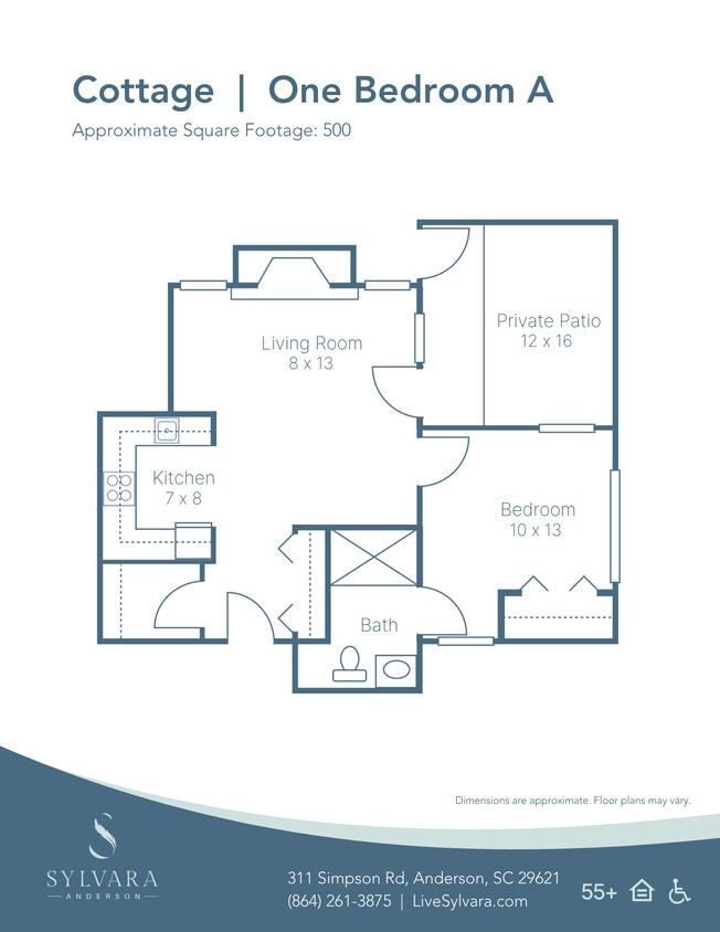 Floor Plan - Cottage A 1 Bedroom with utilities