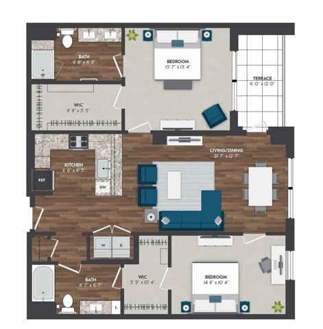 TH3 | 2x2 | 1210 sq ft - TH3