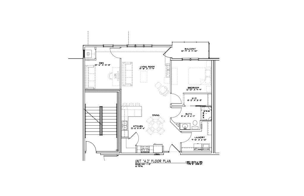Floor Plan - 1 bedroom 1 bathroom plus den