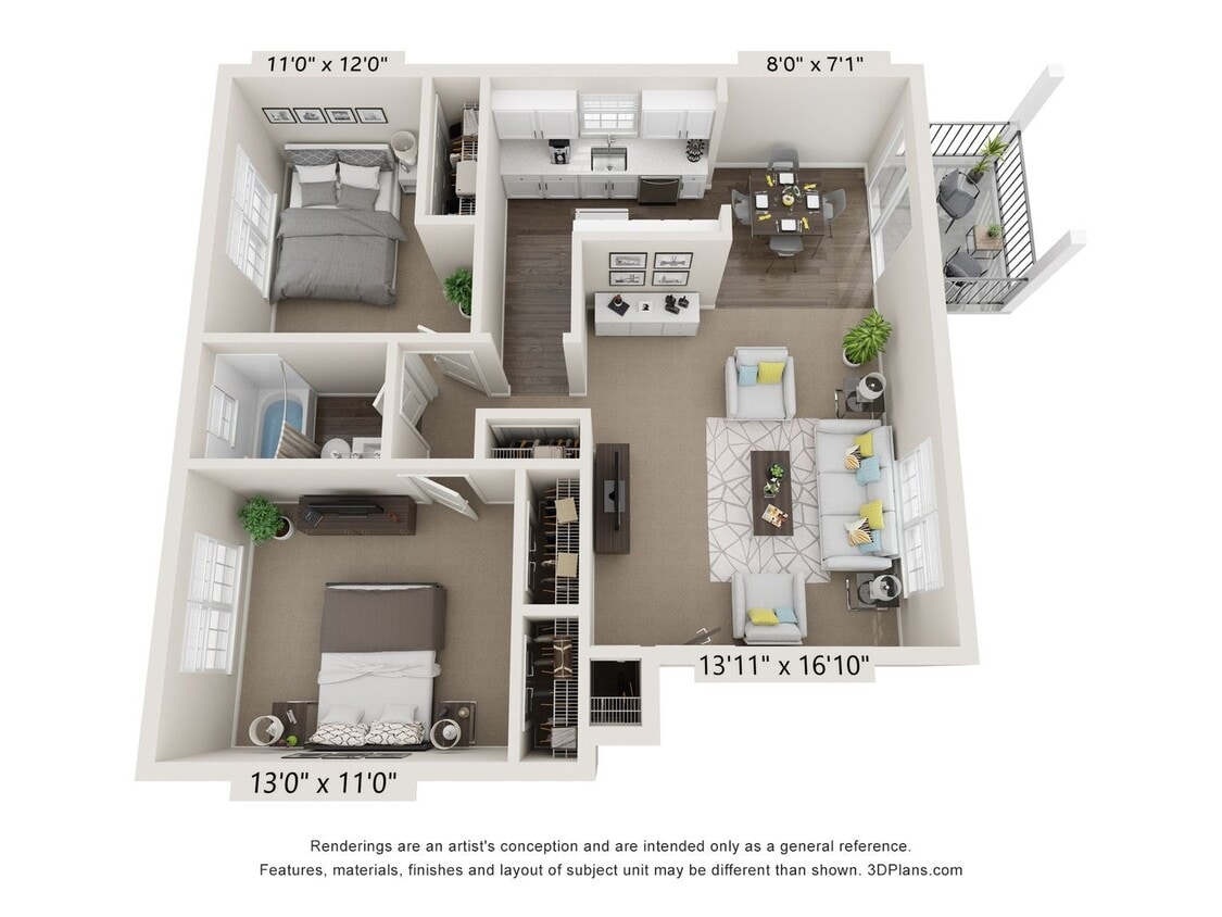 Floor Plan - 2 Bedroom 1 Bath – 766
